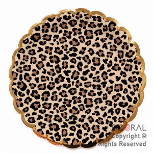 PLATOS CHICOS ANIMAL PRINT REDONDOS CON STAMPING ORO X 8 UNIDADES